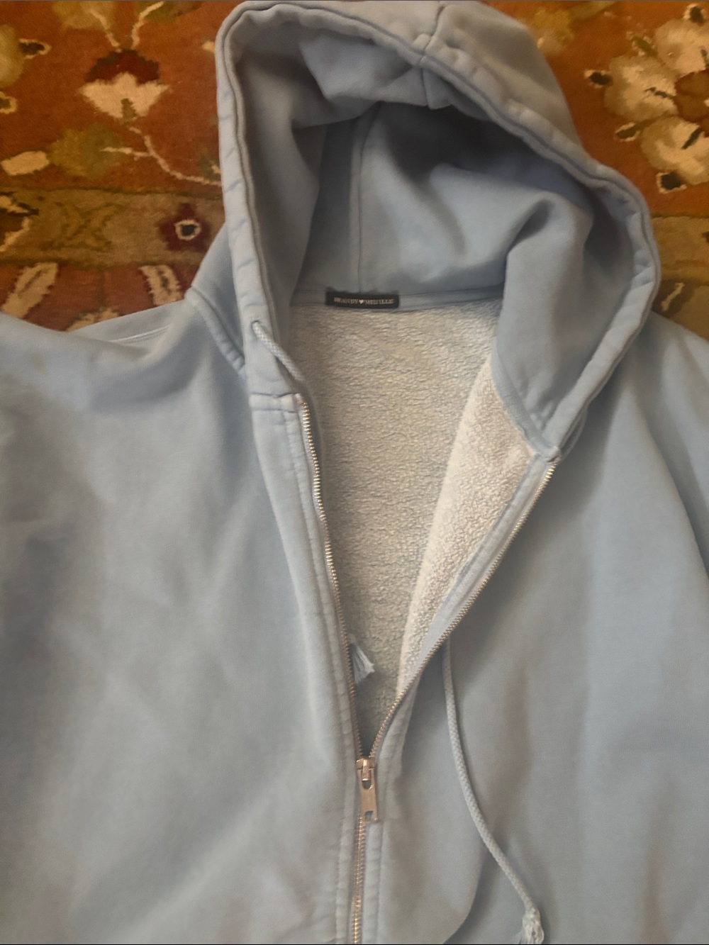 Brandy Melville Light Blue Zip-Up Hooded Jacket